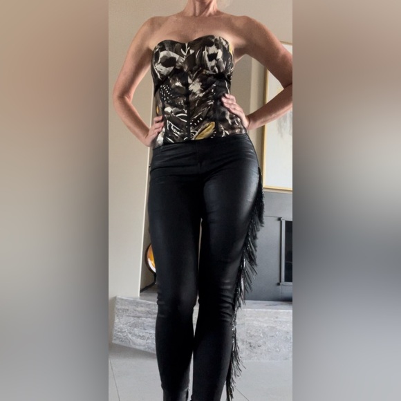 J brand x Halpern special edition Maria black fringe stellar jeans, size 27. - Picture 3 of 16